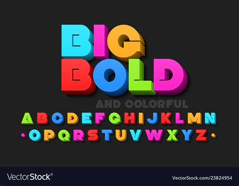 Bold Colorful 3d Font Royalty Free Vector Image