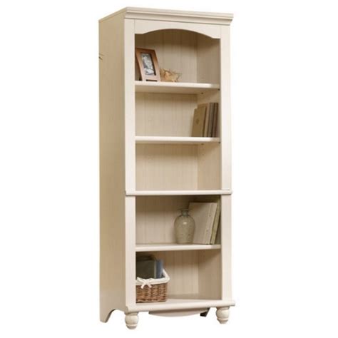 Sauder Harbor View Library 5 Shelf Bookcase In Antiqued White Homesquare