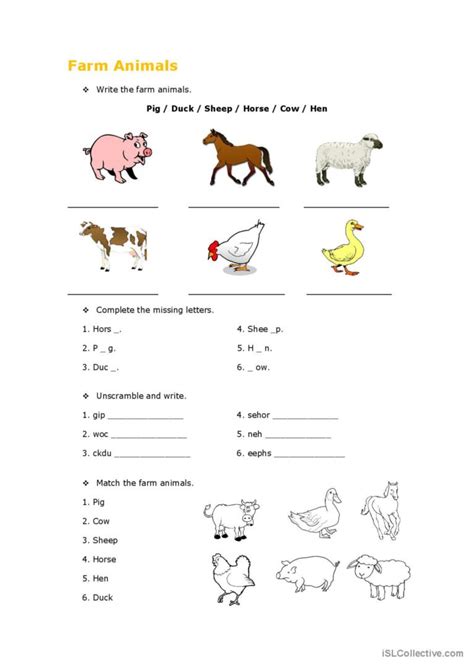 Farm Animals English Esl Worksheets Pdf And Doc