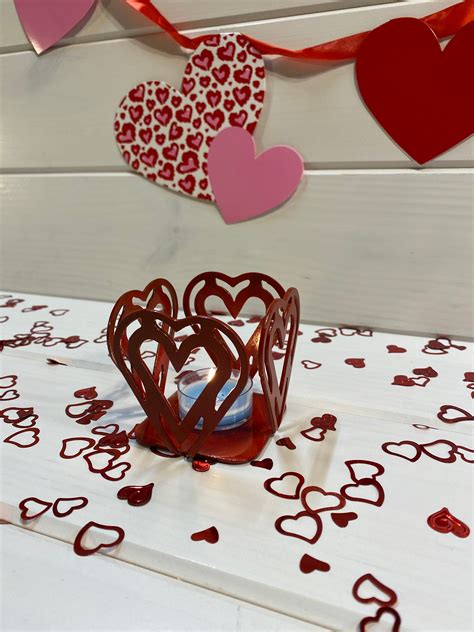 Heart Shaped Tea Light Candle Holder Valentines Day T Etsy