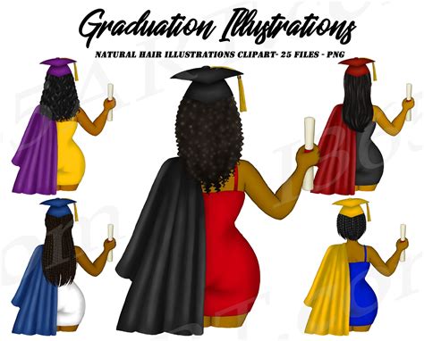 Graduation Clipart Graduation Girls Clipart Black Women Etsy
