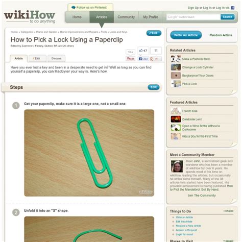 Check spelling or type a new query. How to Pick a Lock Using a Paperclip: 9 steps | Pearltrees