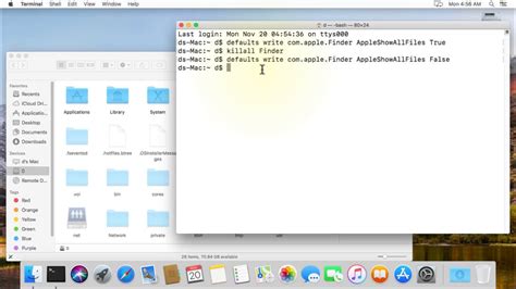 How To Showhide Hidden Files And Folders In Macos X By Terminal Youtube