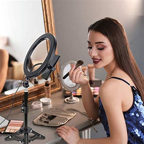 10 led selfie ring light with tripod stand and cell phone holder for tiktok live stream makeup