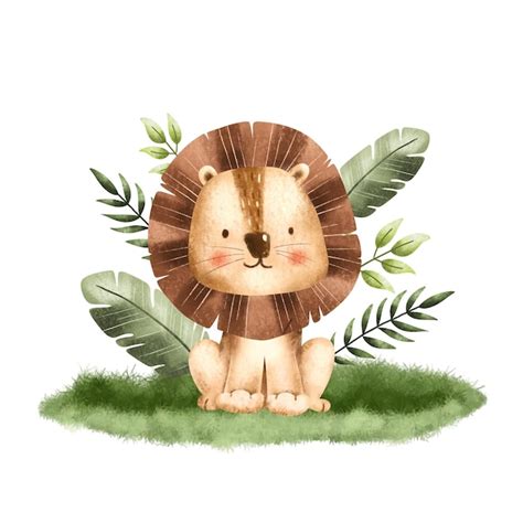 Premium Vector Watercolor Illustration Safari Animal Lion
