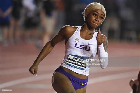 Sha'carri richardson reacts after competing in the first round of the women's 100 meters during day one of the 2020 u.s. Sha'Carri Richardson of the LSU Tigers competes in the 200 ...