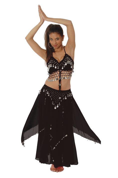 Belly Dance Skirt In 6 Colors With Gold Or Silver Coins