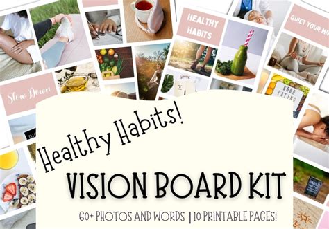 Vision Board Printable For Healthy Habits Vision Board Kit Etsy