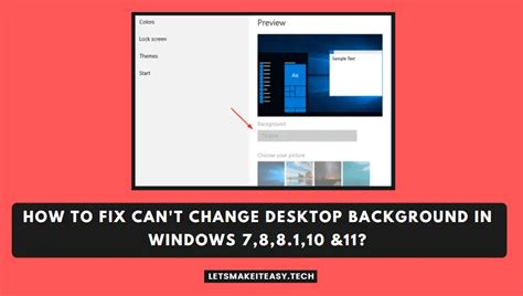 How To Fix Cant Change Desktop Background In Windows 788110 And11