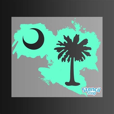 Palmetto Tree And Moon Stencil South Carolina Flag Stencil