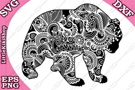 Mandala Bear SVG Graphic by LittleKikiShop - Creative Fabrica