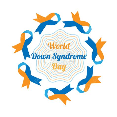 Gambar Vektor Hari Dunia Down Syndrome Biru Dan Kuning Pita Gradasi