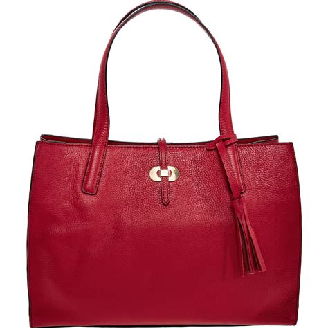 Mercer And Madison Lipstick Red Leather Tote Bag Tk Maxx Leather