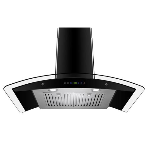 Akdy 30 In Convertible Wall Mount Range Hood In Black With Tempered