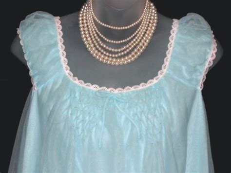 aqua blue chiffon nightgown edward saykaly at classy option vintage smocked chiffon