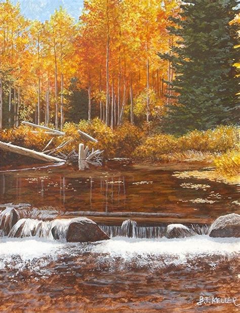 Autumn Lake By Brian Keller Tempera ~ 18 X 14