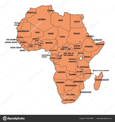 Mapa Da África Com Todos Os Países Stock Vector By ©zlatovlaska2008