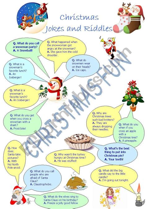 Christmas Jokes And Riddles Esl Worksheet By Lidukas