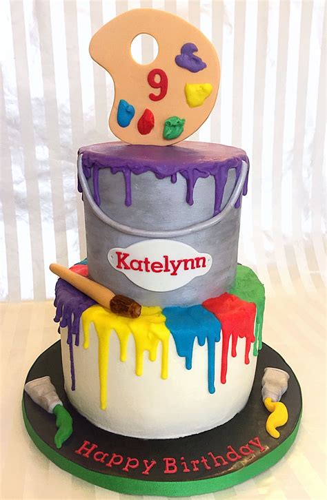 Artist Palette And Paint Can Drip Cake Art Birthday Cake Birthday Cake
