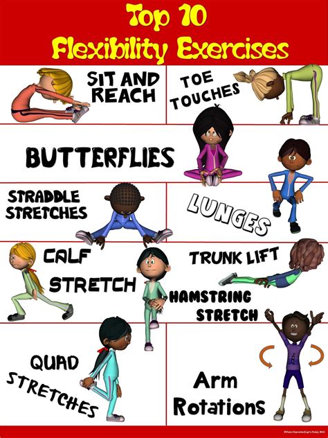 Pe Poster Top 10 Flexibility Exercises Physical Education Lessons