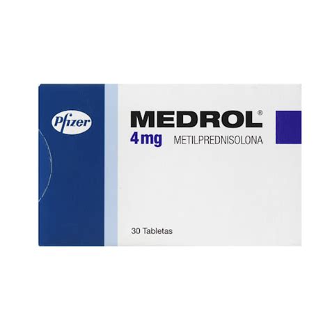 Medrol Metilprednisolona 4 Mg Pfizer Caja X 30 Tabletas