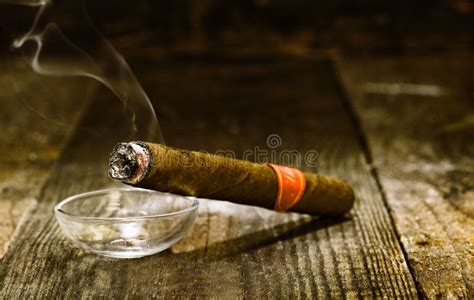 Burning Luxury Cuban Cigar Stock Image Image 26562291
