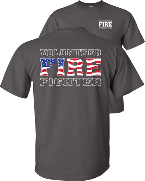 Volunteer Firefighter T Shirt American Flag Fire Dept