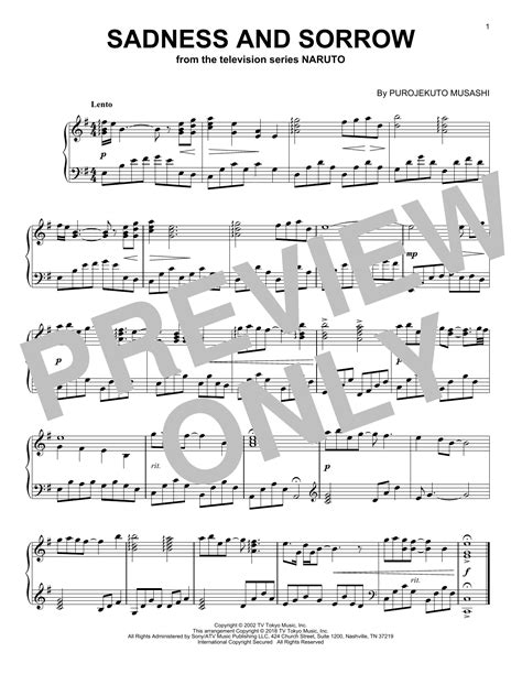 Sadness And Sorrow From Naruto Piano Solo Print Sheet Music Now