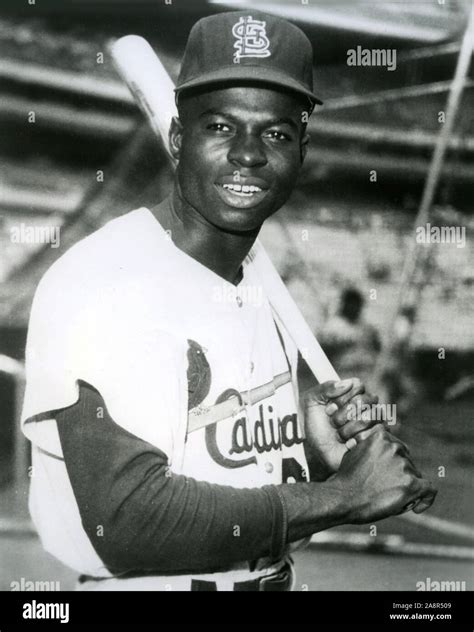 Vintage Black And White Photo Of Hall Of Fame Player Lou Brock With The