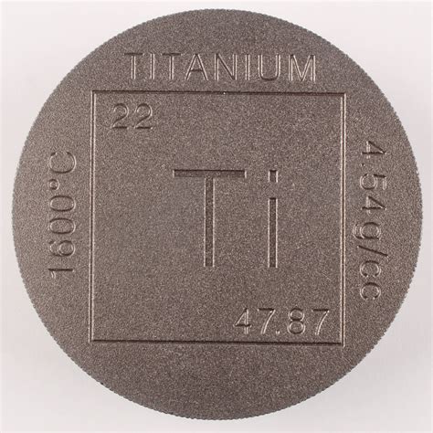 One Pound 999 Fine Titanium Element Design Bullion Round Pristine