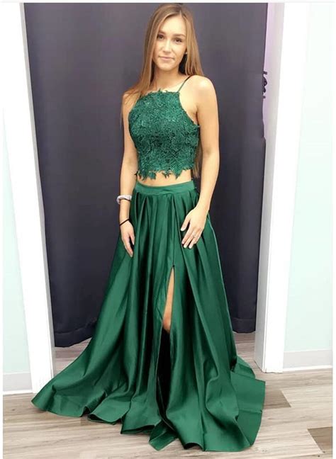 Two Pieces Prom Dress Emerald Green Prom Dress On Storenvy