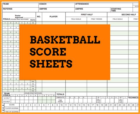 Simple Basketball Score Sheet Printable Pdf Free Scor