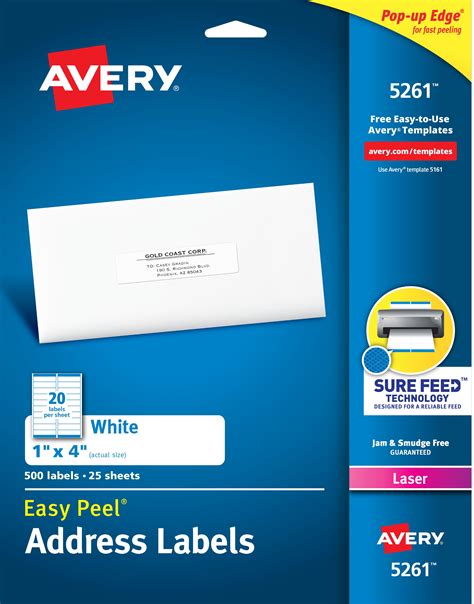Avery Easy Peel Address Labels Sure Feed Technology Permanent