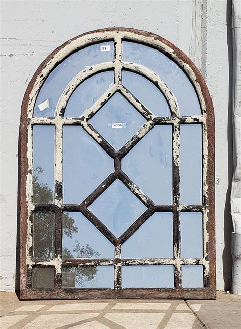 Arched Iron Mirror With Diamond Pane Pattern Antiquities Warehouse
