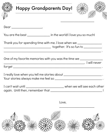 Download This Basic Template For Your Child To Use For A Grandparents