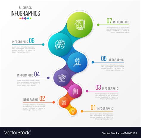 Abstract Infographic Design 7 Steps Royalty Free Vector