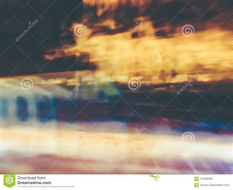 Abstract Motion Blur Effect The Lights Of The Streets Stock Photo