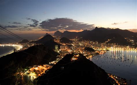 Download Night Light Building Sea Landscape Man Made Rio De Janeiro Hd