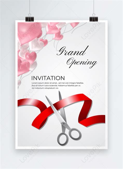 Grand Opening Ribbon Cutting Poster White Background