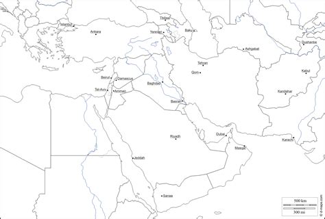 Southwest Asia Outline Map Sixteenth Streets