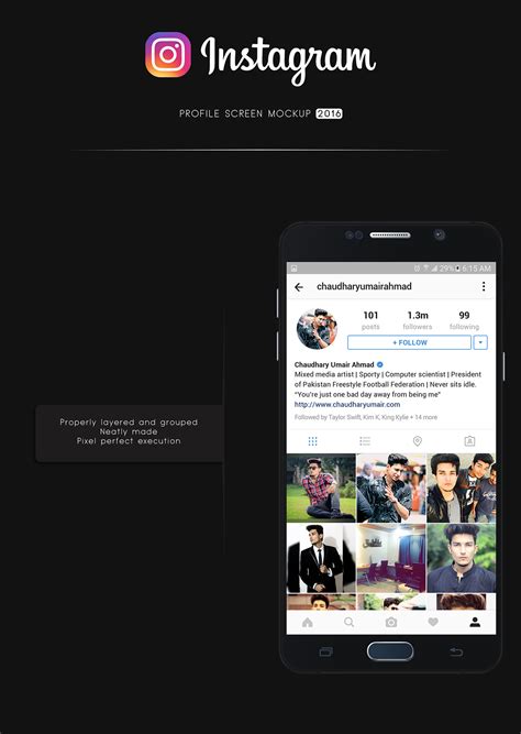 Instagram Profile Mockup 2016 Free Graphics