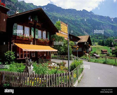 Traditional Timber House Village Of Wengen Region Of Bernese Highland