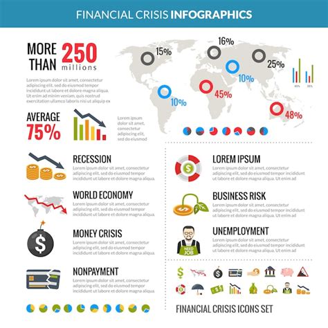 Financial Crisis Recession Statistic Infographics Layout Vector Free