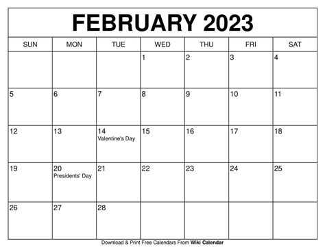 Feb 2023 Calendar With Holidays Get Calender 2023 Update