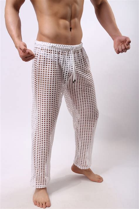 Men S Sexy Mesh Sheer Lounge Pants Sexy Long Pants Men Casual Trousers