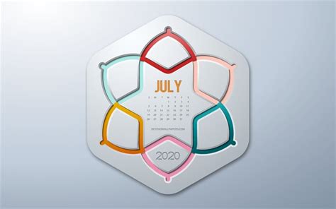 Download Wallpapers 2020 July Calendar Infographics Style