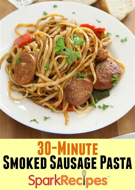Add the tomato purée, mustard, paprika and cream, continuing to stir so the flavours mingle, and simmer gently for 5 minutes. Pasta and smoked sausage | Recipe | Smoked sausage recipes ...