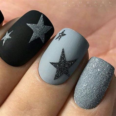 Stunning Textured Nail Designs To Try Glitter Star Nail Design Star