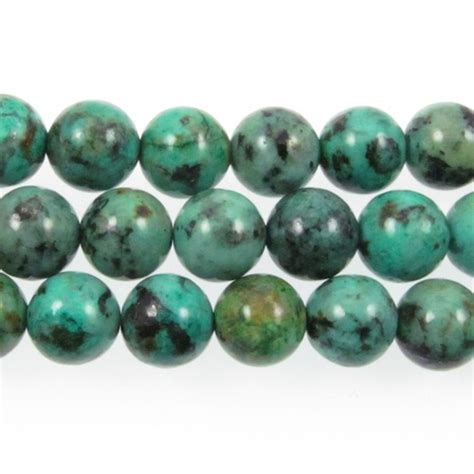 8mm Round African Turquoise Stone Bead Blue Green With Spots