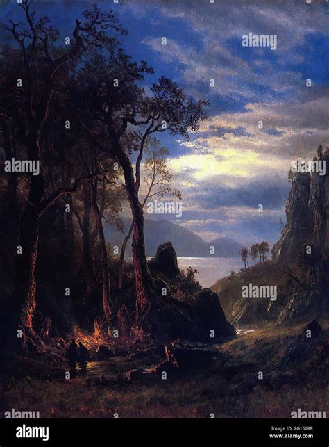 Albert Bierstadt 1830 1902 Campfire Stock Photo Alamy